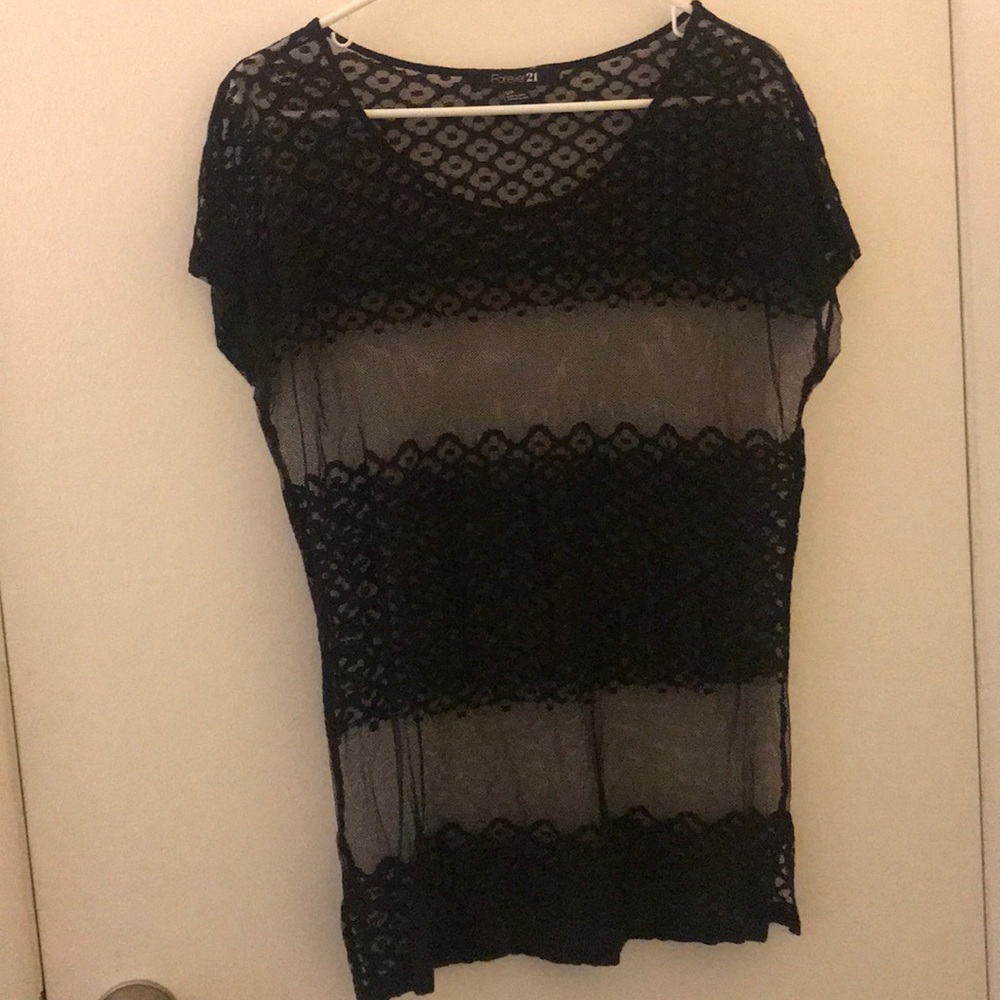 Forever 21 black lace sheer top